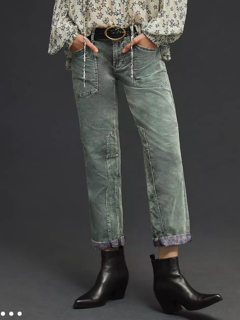 Pilcro Straight-Leg Green Corduroy Pants